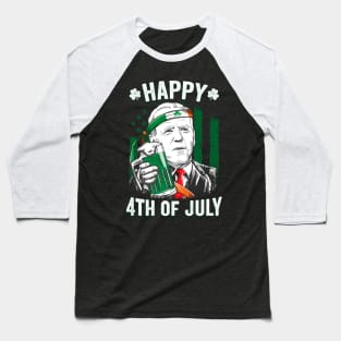 Funny Leprechaun Biden Happy 4th Of July St. Patrick's Day Baseball T-Shirt